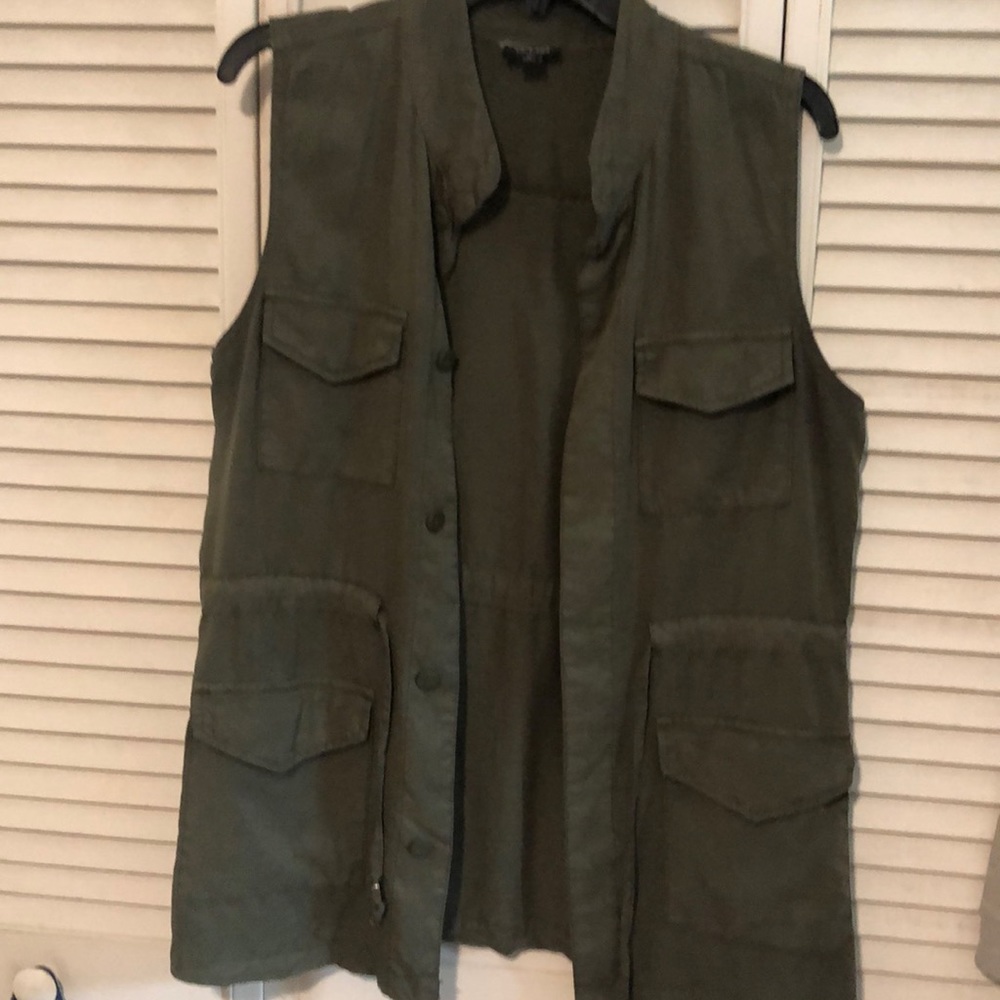 Forest green Laced up pocket vest